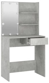 Toucador com LEDs 74,5x40x141 cm cinzento cimento