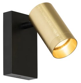 Candeeiro de parede preto dourado ajustável com interruptor - Jeana Luxe Moderno