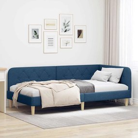 vidaXL Estrutura de Cama de Canto Azul 90 x 200 cm tecido