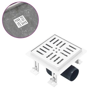 VidaXL Dreno de chuveiro quadriculado 15x15 cm aço inoxidável