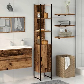 vidaXL Armário de Banheiro com porta Madeira antiga 33 x 33 x 185.5 cm