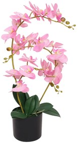 244424 vidaXL Planta orquídea artificial com vaso 65 cm rosa