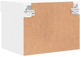 Mesas de cabeceira de parede com luzes LED 2 pcs branco