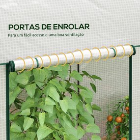 Estufa Pequena Estufa de Exterior com Porta Dupla com Fecho de Correr e Cobertura de PE para Cultivar Plantas Flores 200x100x178 cm Branco