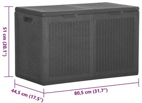 Caixa de arrumação para jardim 180 L vime PP preto
