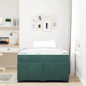 Estrutura de cama com colchão Verde-escuro 120 x 200 cm Veludo