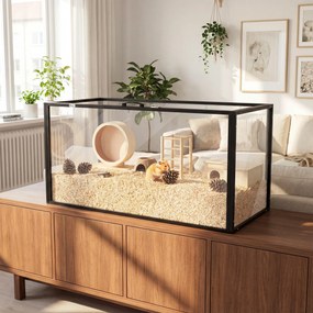 Gaiola para Hamster, 105 x 51 x 51 cm, Vista Panorâmica de 360°, Preto