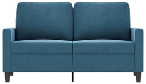 Sofá de 2 lugares veludo 120 cm azul
