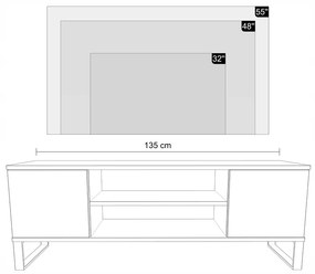 Móvel TV Focus 135 cm - ripas decorativas cor carvalho artesanal