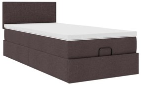 Estrutura cama otomana colchão 90x190 cm tecido castanho escuro