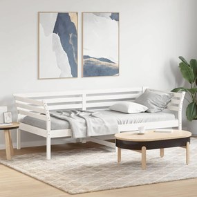 Sofá-cama 80x200 cm madeira de pinho maciça branco