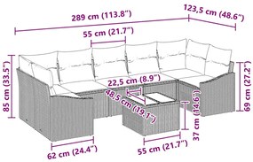 Conjunto de Sofás de Jardim de 8 Peças com Almofadas Cinza Claro Ratta