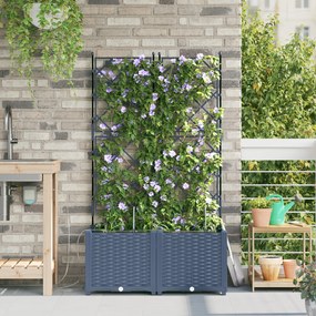 Jardineiras vidaXL com sistema de irrigação por água 2 pcs Cinzento