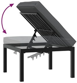 3 pcs conjunto de sofás p/ jardim c/ almofadões alumínio preto