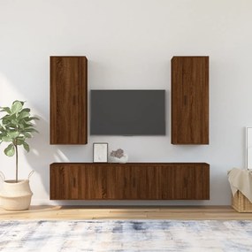 Conjunto móveis de TV 5pcs madeira processada carvalho castanho