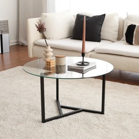 Mesa de Café Trio Sehpa - Transparente e Preta - 75x42x75 cm