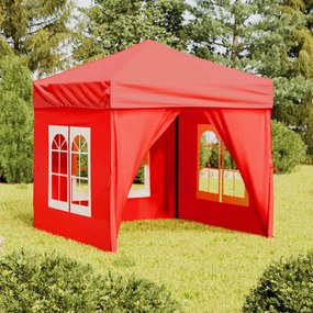 Tenda para festas dobrável com paredes laterais 2x2 m vermelho