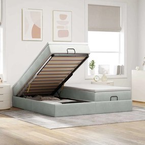 vidaXL Estrutura cama otomana colchões 160x200cm veludo cinzento claro