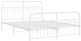 Estrutura de cama com cabeceira e pés 150x200 cm metal branco
