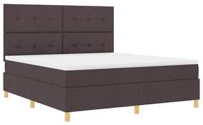 Camas Box Spring com Colchão e LED Castanho Escuro 180x200 cm Tecido