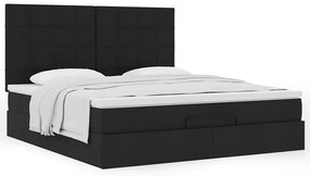 Estrutura de cama otomana com colchão 160x200 cm tecido preto