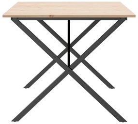 Mesa de jantar estrutura em X 180x90x75cm pinho e aço