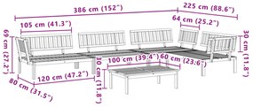 5 pcs conjunto de móveis de paletes p/ jardim acácia maciça