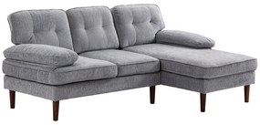 Sofá de Canto com Chaise Longue em Forma de L Estofado em Poliéster para Sala Capacidade 250 kg 215x142x88 cm Cinza