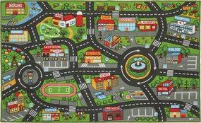 AIYAPLAY Tapete Infantil Estrada de Cidade 160x100 cm Tapete Educativo Antiderrapante para Engatinhar e Brincar com Carros Multicor | Aosom Portugal
