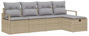 Conjunto de Sofá de Jardim vidaXL com Almofadas Bege em Rattan Poliést