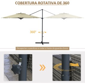 Chapéu de Sol Excêntrico Ø294x242 cm Chapéu de Sol de Jardim com Altur