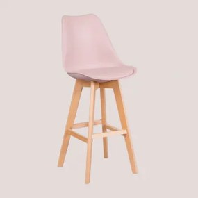 Pack De 2 Bancos Altos 75 Cm Com Almofada Em Pele Sintética Nordic Cor-de-rosa Avelã - Sklum