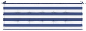 Almofadão p/ banco jardim 150x50x4 cm tecido oxford azul/branco