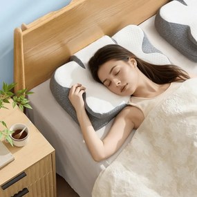 Almofada ergonómica para o pescoço 59 x 40 cm em espuma viscoelástica, branco-Cinzenta