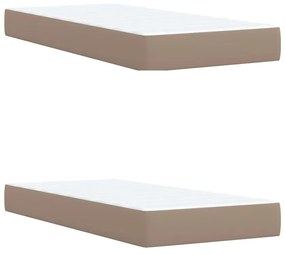 Cama com molas/colchão 200x200 cm couro artificial cappuccino