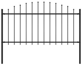 144943 vidaXL Cerca de jardim com topo em lanças (1,25-1,5)x1,7 m aço preto