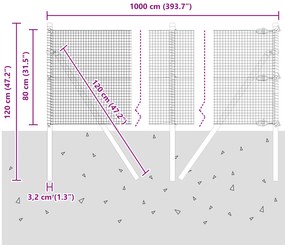 Cerca de Arame Soldado com 7 Postes Verde 0.8x10 m Aço
