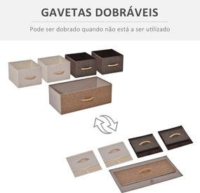 Cómoda com 5 Gavetas de Tecido Amovíveis e Dobráveis Base Elevada Armá