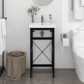 vidaXL Estrutura p/ lavatório casa de banho ferro 40x38x83 cm preto