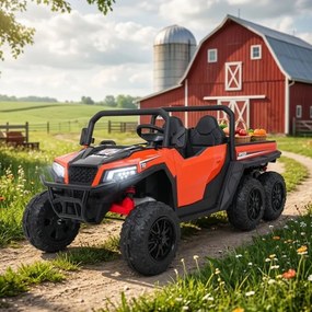Carro elétrico para Crianças Farmer 2 lugares 24V 4x4 Truck X-POWER, Rodas de espuma EVA, Assento Couro ecológico Laranja
