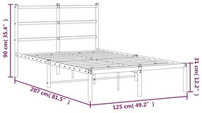 Estrutura de cama com cabeceira 120x200 cm metal preto