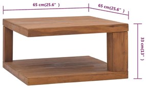 Mesa de centro 65x65x33 cm madeira de teca maciça