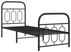 Estrutura de cama com cabeceira e pés 75x190 cm metal preto