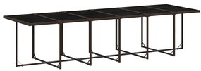 17 pcs conjunto jantar p/ jardim c/ almofadões vime PE castanho