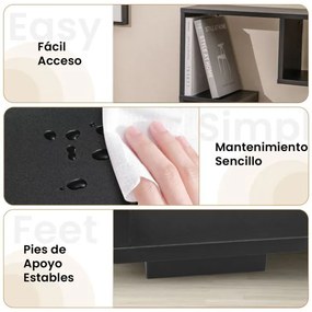 Estante geométrica aberta com kits antiderrapantes para sala de estar 70 x 20 x 120 cm preto