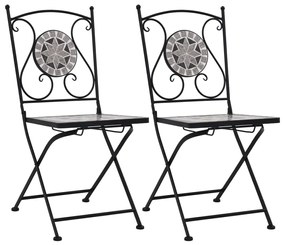 Cadeiras bistrô em mosaico 2 pcs cinzento