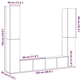 armários de TV montados na parede 6 pcs madeira velha