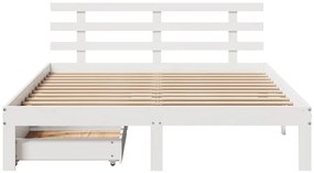 Estrutura de cama c/ gavetas 120x200 cm pinho maciço branco