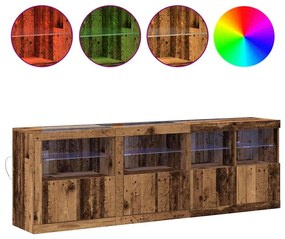 Aparador com Luzes LED Madeira Velha 202x37x67 cm Madeira Reabilitada