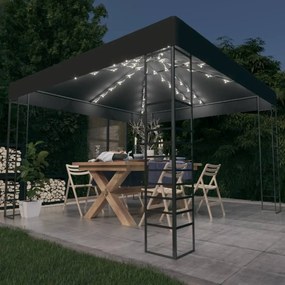 Tenda de jardim com cordões de luzes LED 3x3 m antracite